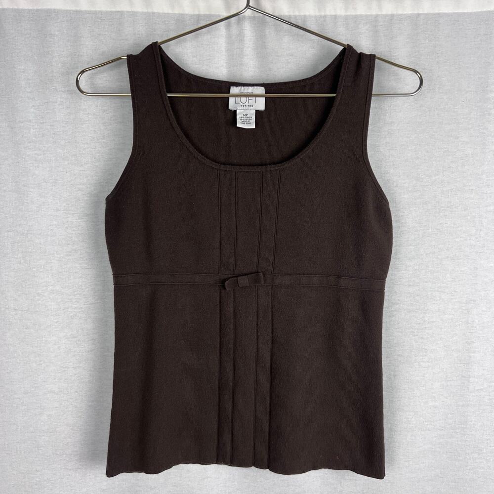 Vintage Y2K LOFT Top Babydoll Brown Bow Coquette Forest Fairy Romantic Feminine
